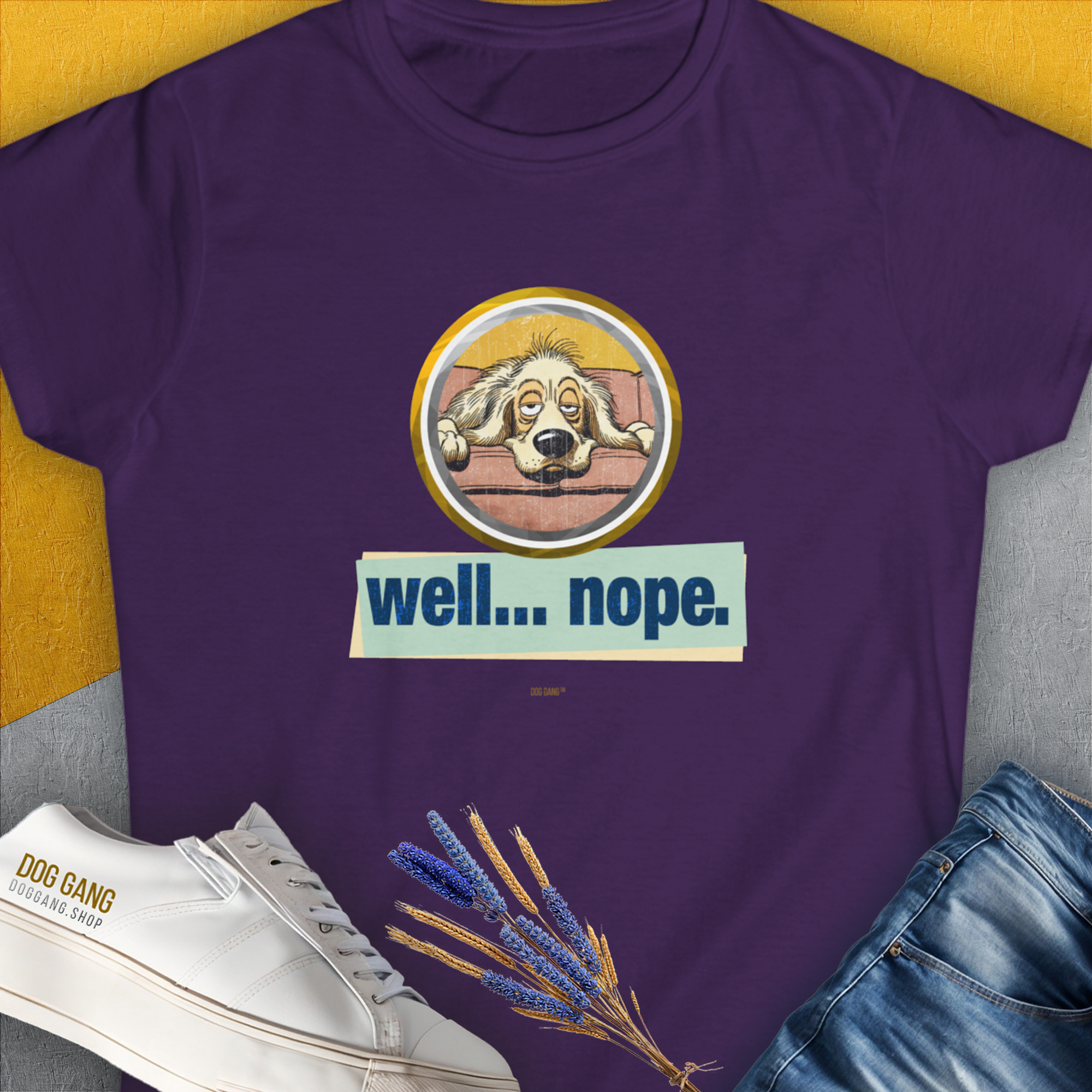 Well... Nope. Volume 2, Women&#39;s T-Shirt-Purple. A perfect gift for dog lovers and dog owners. Design by Dog Gang