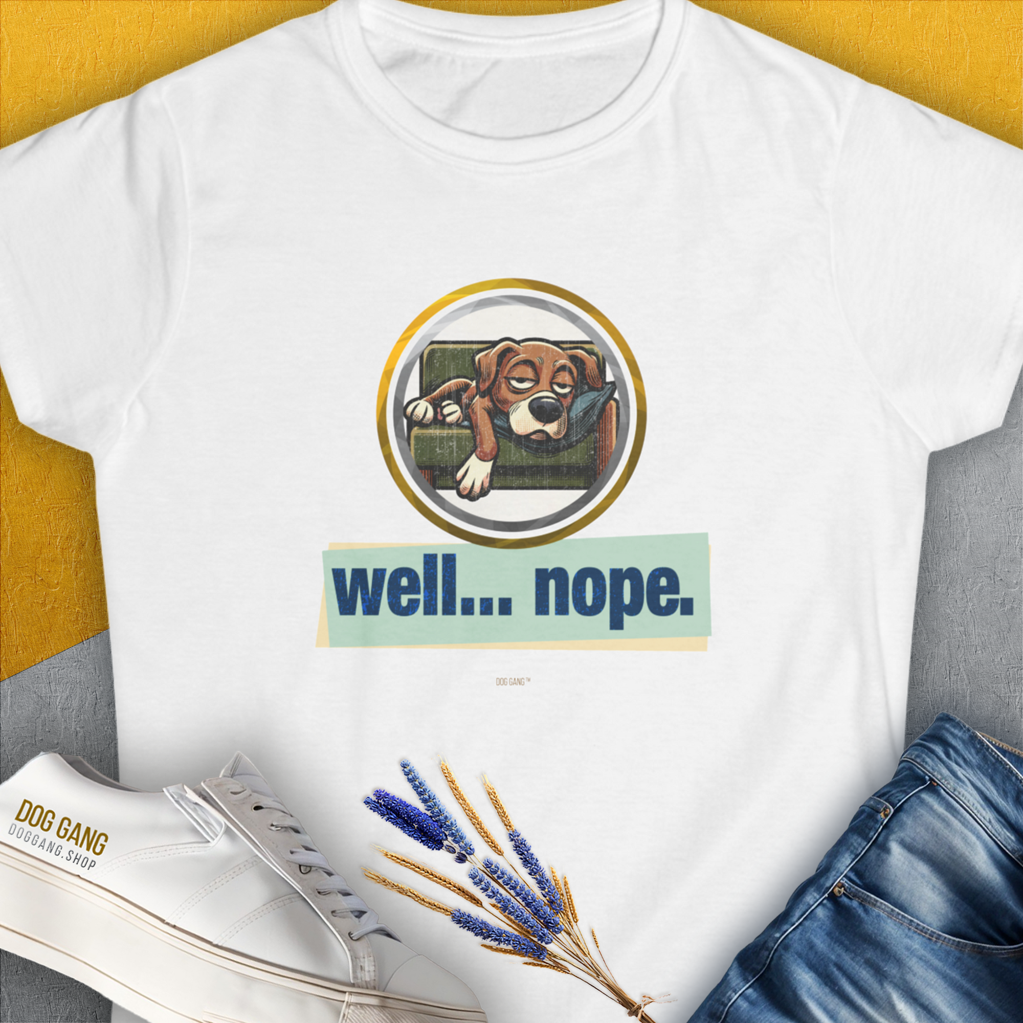 Well... Nope. Volume 3, Women's T-Shirt-White. For dog lovers and dog owners. Design by Dog Gang