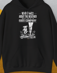 Who Cares About The Weather When You're In Good Company, Volume 2, Unisex Hoodie-Black- Lustiger Spruch mit Hund. Bequemes und weiches Kapuzen-Sweatshirt. Für Hundefreunde, in- und outdoor. Design by Dog Gang