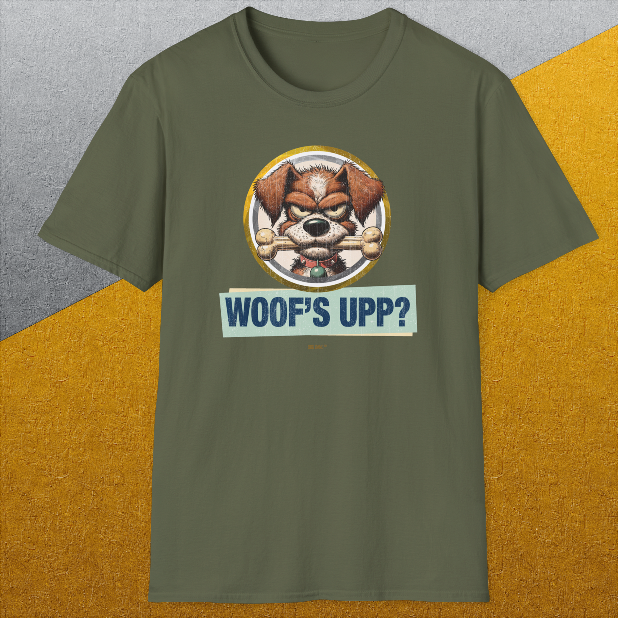 Woof&#39;s Upp? Volume 2, Unisex T-Shirt-, a cool and stylish design with a funny saying from Dog Gang