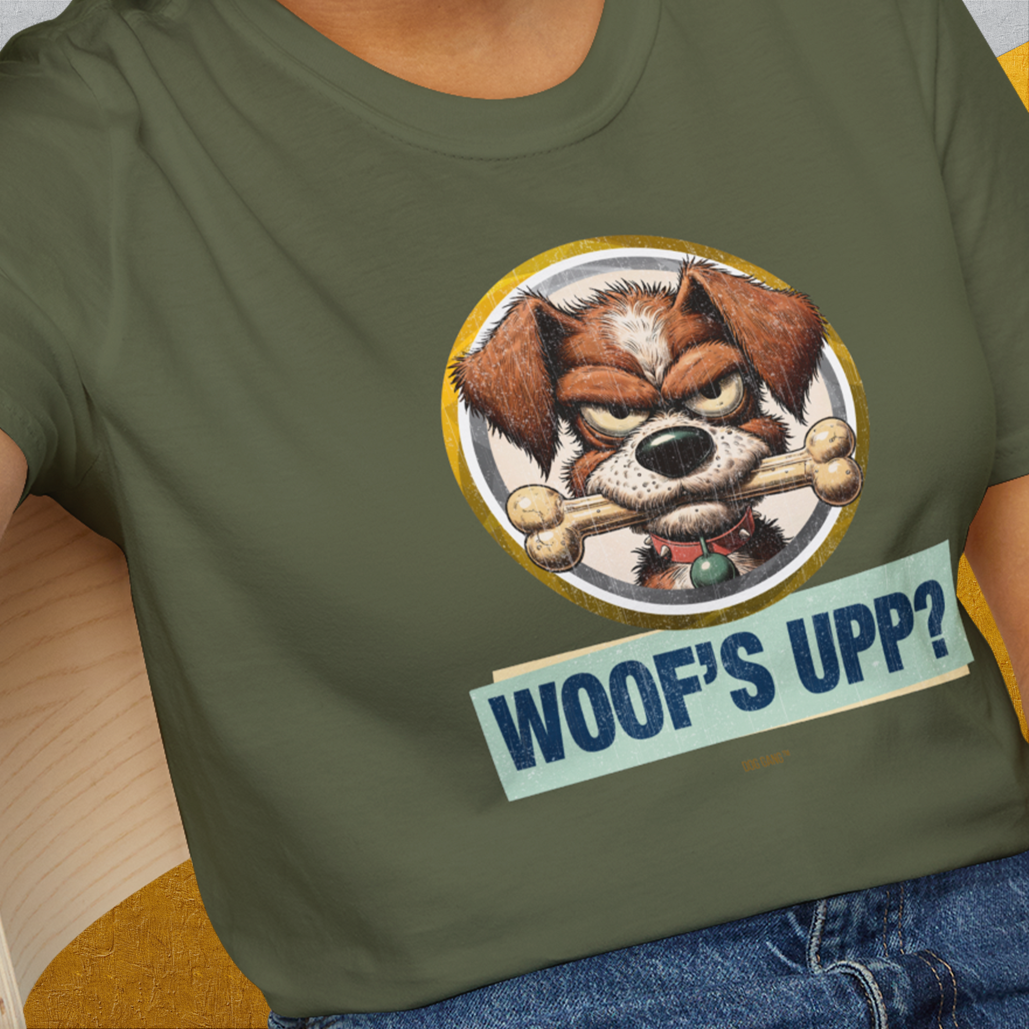 Woof's Upp? Volume 2, Unisex T-Shirt-, a fun and stylish design for dog lovers from Dog Gang