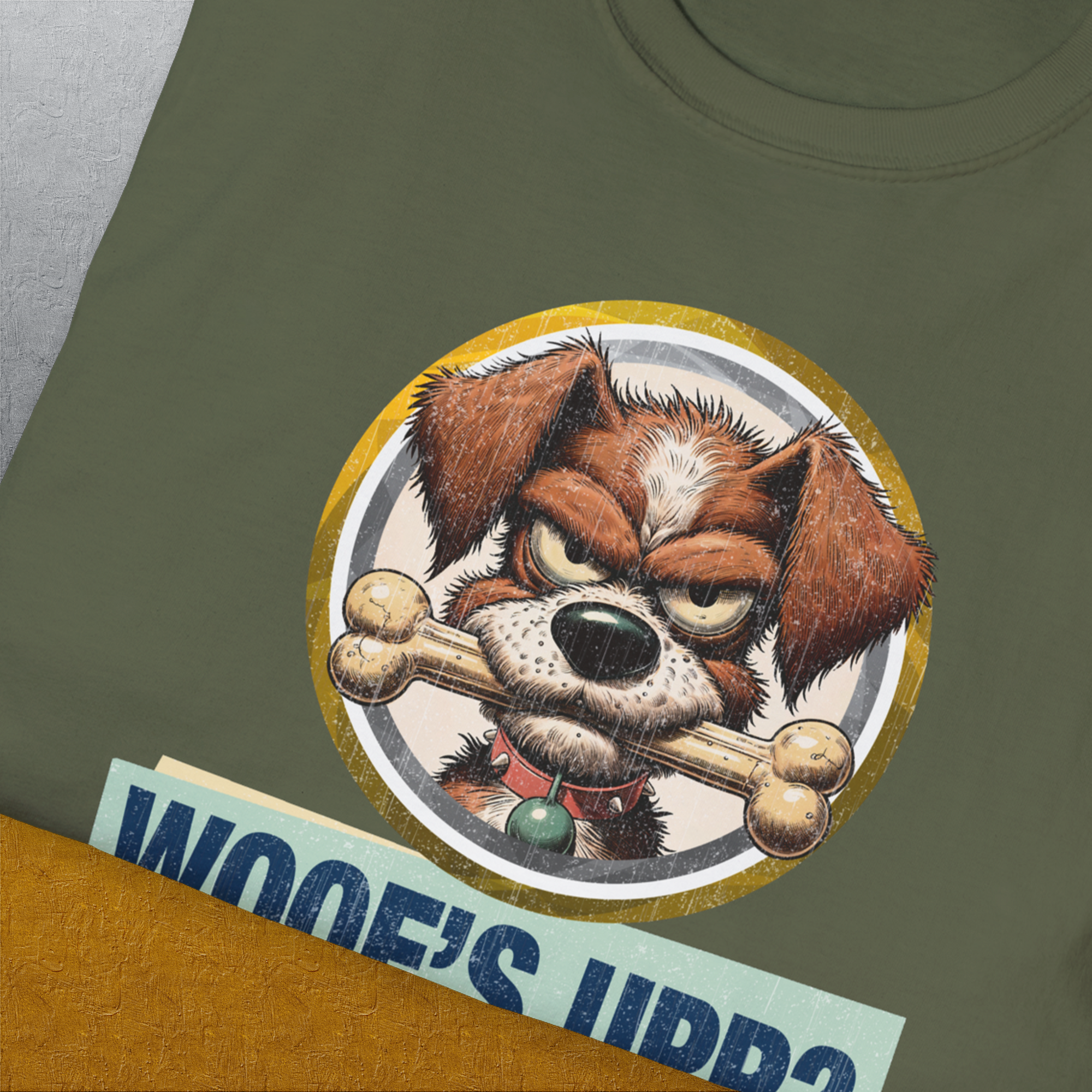 Woof&#39;s Upp? Volume 2, Unisex T-Shirt-. A dog-themed Design from Dog Gang