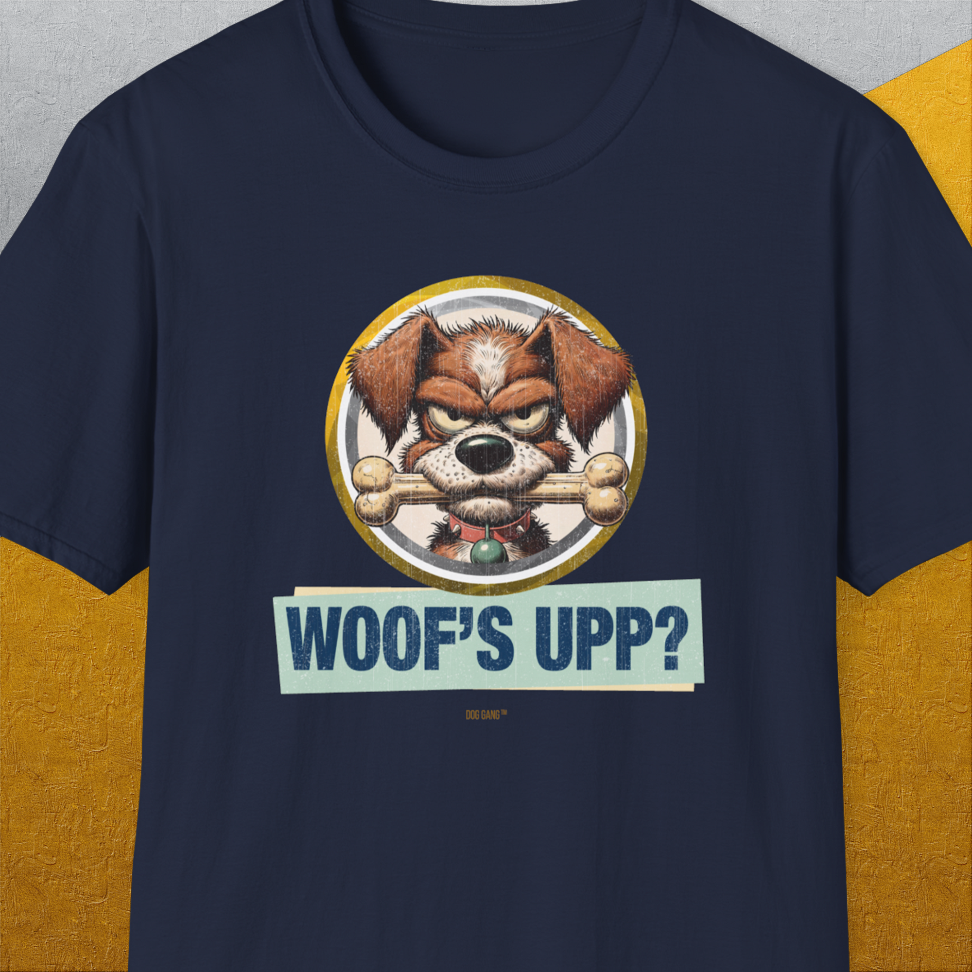 Woof&#39;s Upp? Volume 2, Unisex T-Shirt-Navy, Design by Dog Gang