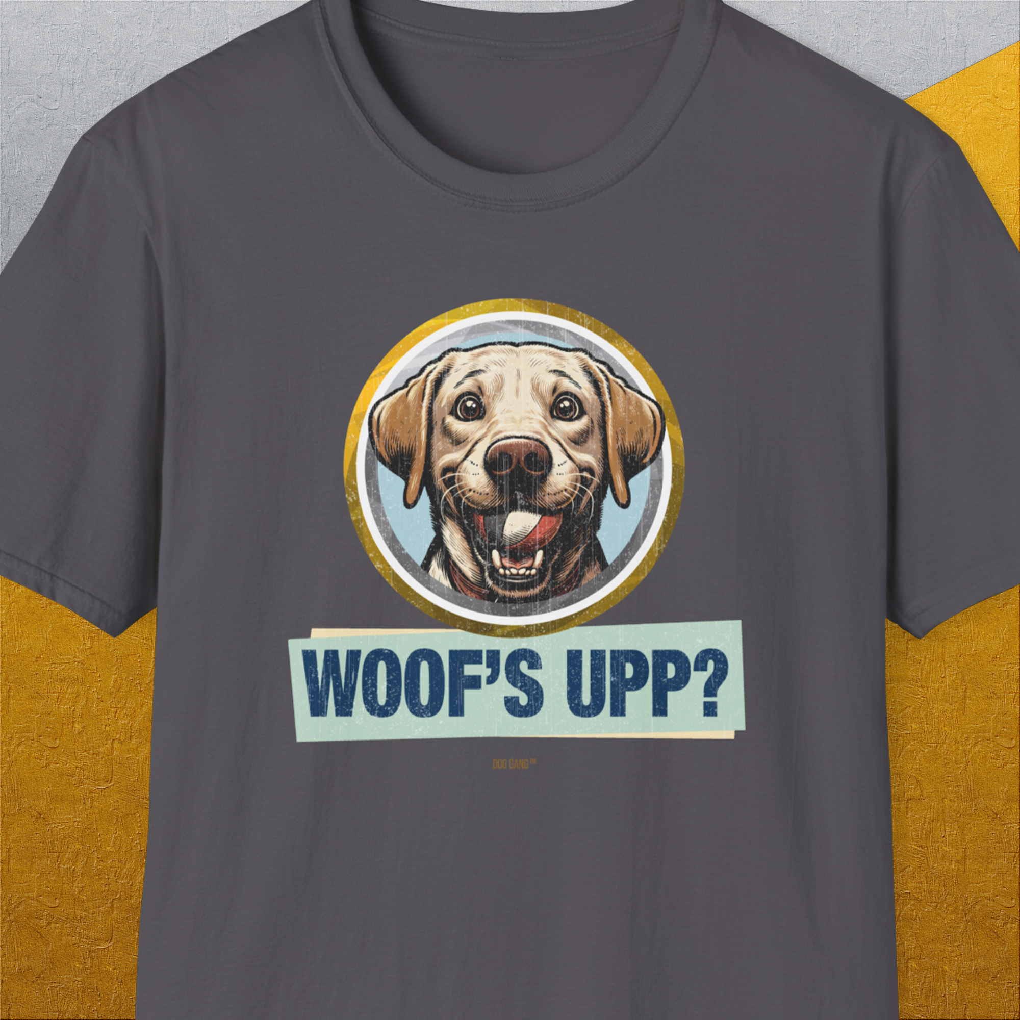 Woof&#39;s Upp? Volume 3, Unisex T-Shirt-Charcoal, Design by Dog Gang