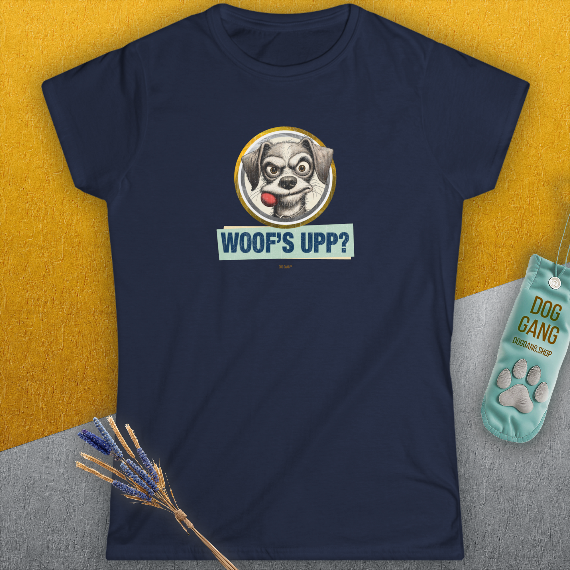 Woof's Upp? Volume 1, Women's T-Shirt-, a fun and stylish design for dog lovers from Dog Gang